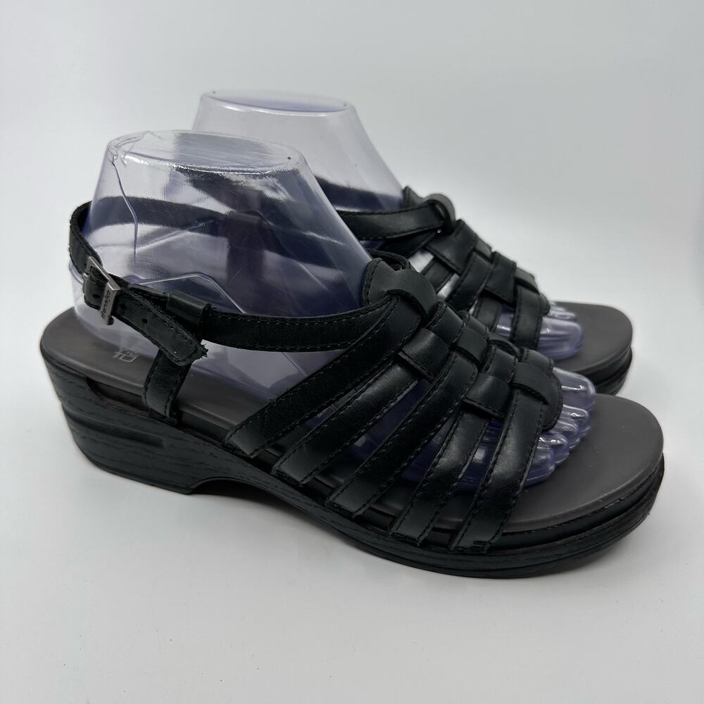 Dansko Marion Leather Strappy Sandals Womens Black US9.5-10 EU40 Summer Buckle - Picture 2 of 8